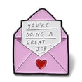 thumbnail image 1 of 12pcs Word You're Doing A Great Job Enamel Pins Black Zinc Alloy Brooch for Women Envelope 31.5x26.5x1.5mm, 1 of 3