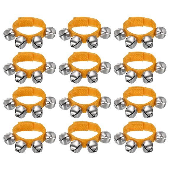12pcs Wrist Bells, Jingle Bells Ankle Bells Percussion Instruments Musical Rhythm Band 4 Silver Bells, Dark Dark Yellow