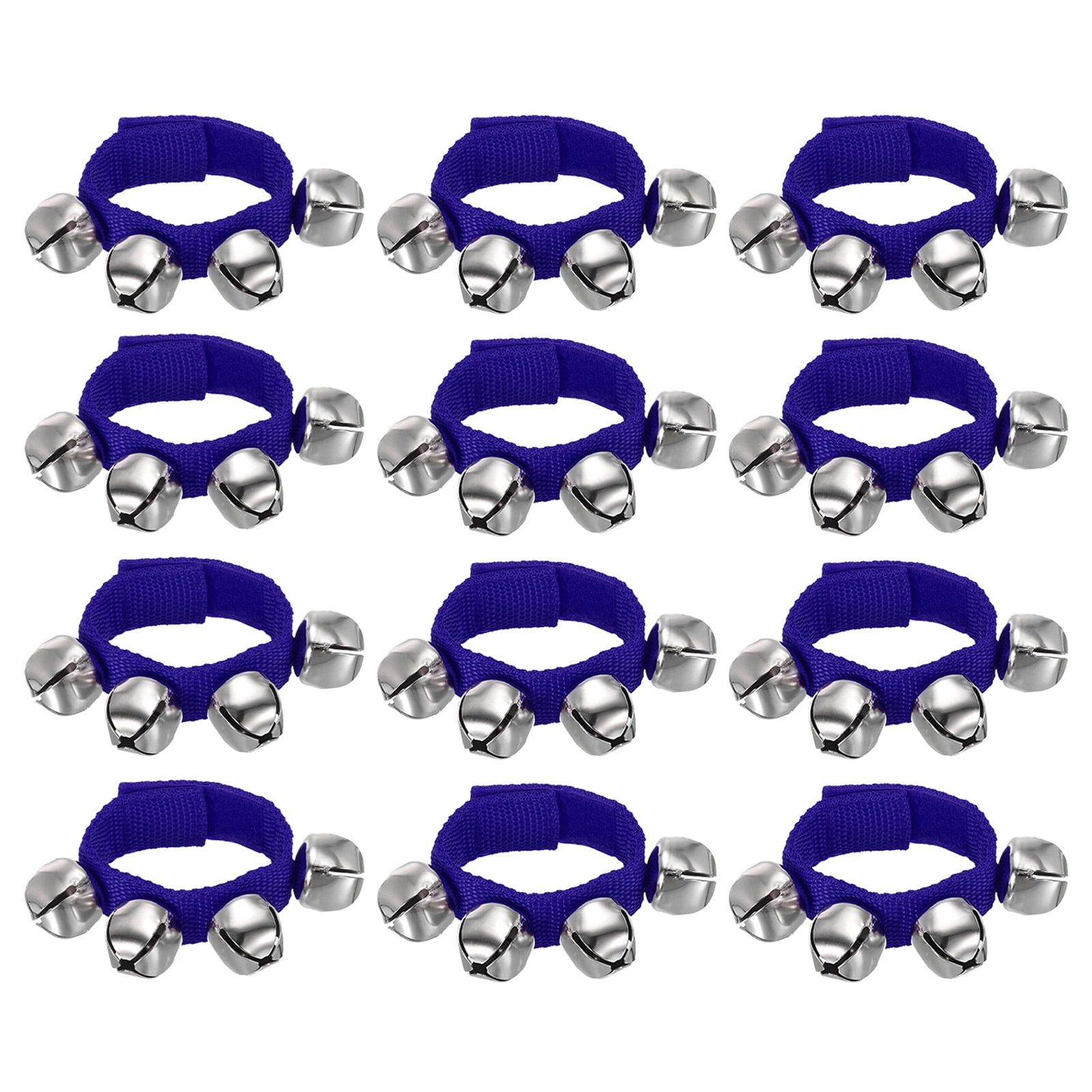 12pcs Wrist Bells, Jingle Bells Ankle Bells Percussion Instruments Musical Rhythm Band 4 Silver Bells, Dark Navy Blue