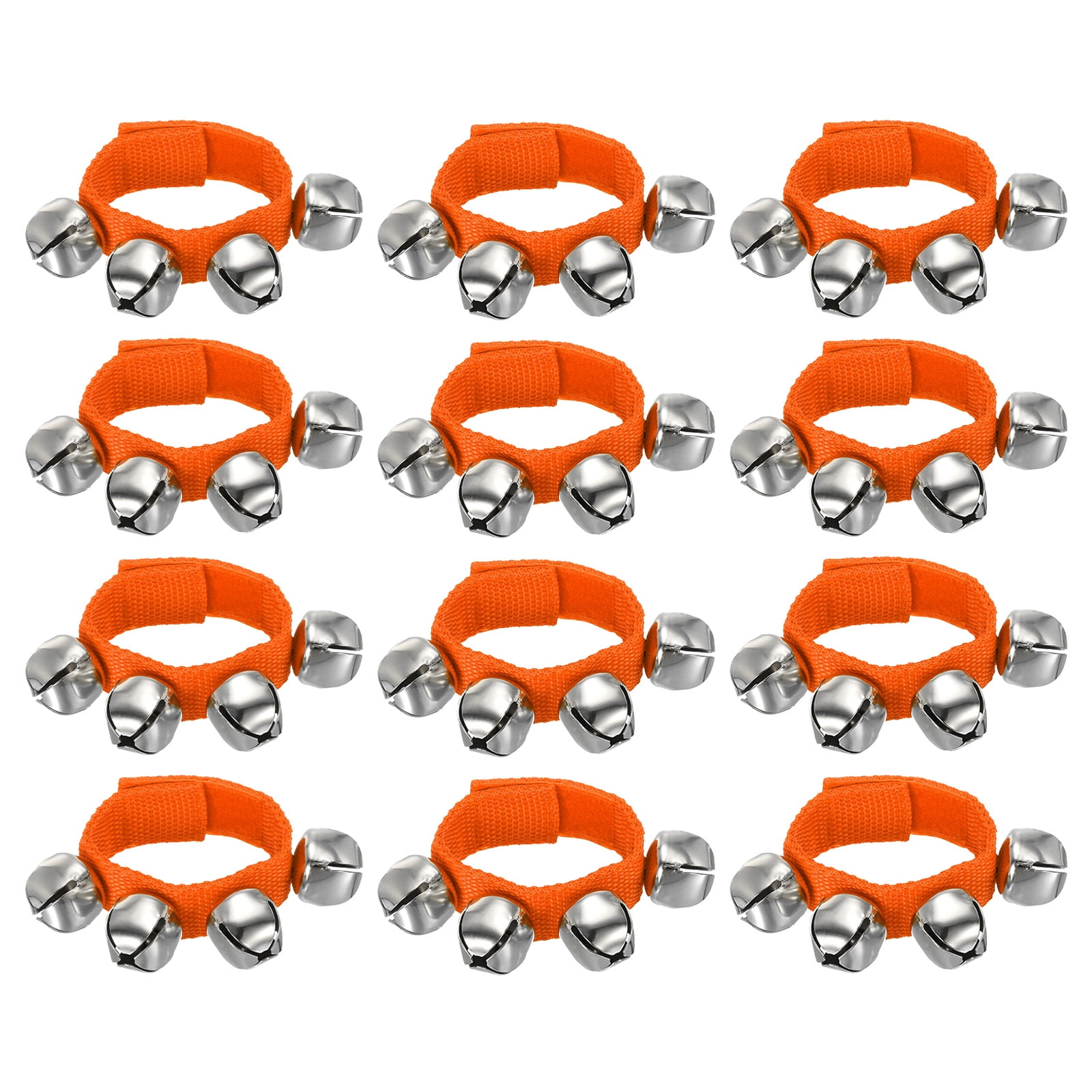 12pcs Wrist Bells, Jingle Bells Ankle Bells Percussion Instruments Musical Rhythm for Party Christmas, Orange