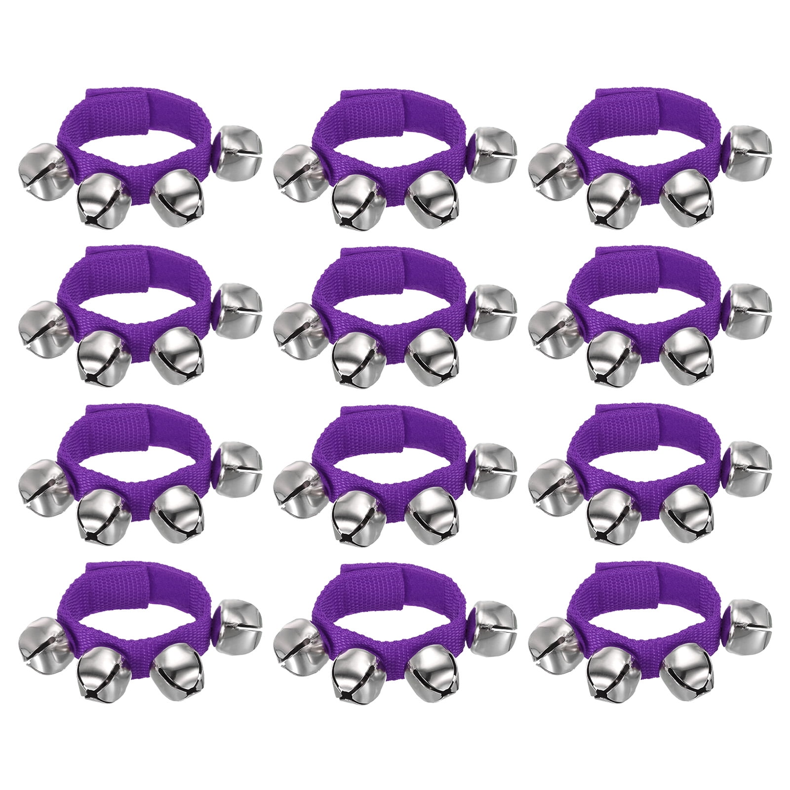 12pcs Wrist Bells, Jingle Bells Ankle Bells Percussion Instruments Musical Rhythm for Party Christmas, Purple