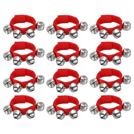 12pcs Wrist Bells, Jingle Bells Ankle Bells Percussion Instruments Musical Rhythm for Party Christmas, Red