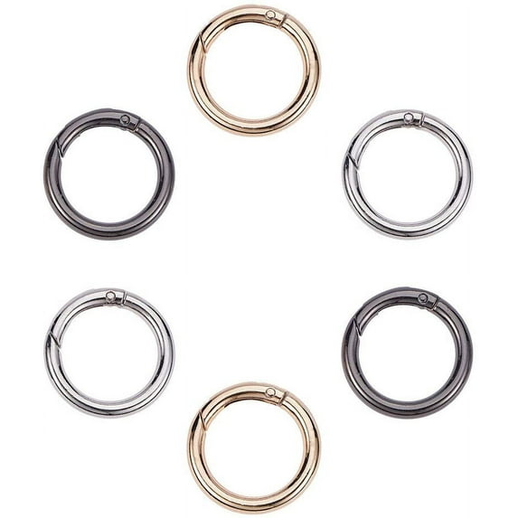 12pcs Zinc Alloy Key Clasps Spring Gate Rings Rings Mixed Color 33.2x25x4.5mm