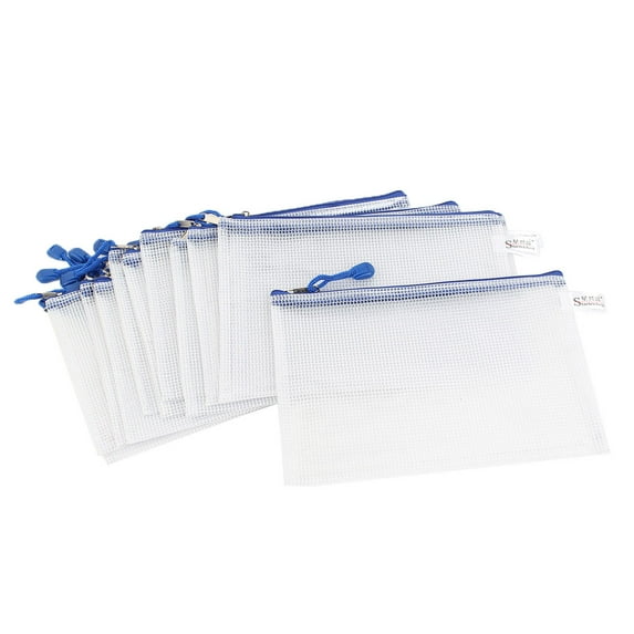 12pcs Zip Bag Office Stationery Holder A5 Paper Document File Blue