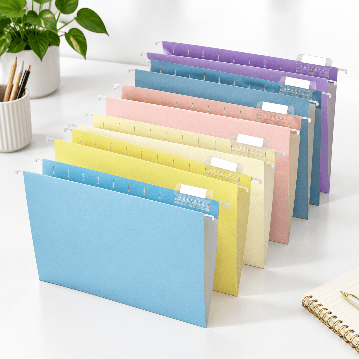 12pcs-assorted Letter Size Hanging File Folders with 1/5-cut Tabs for ...