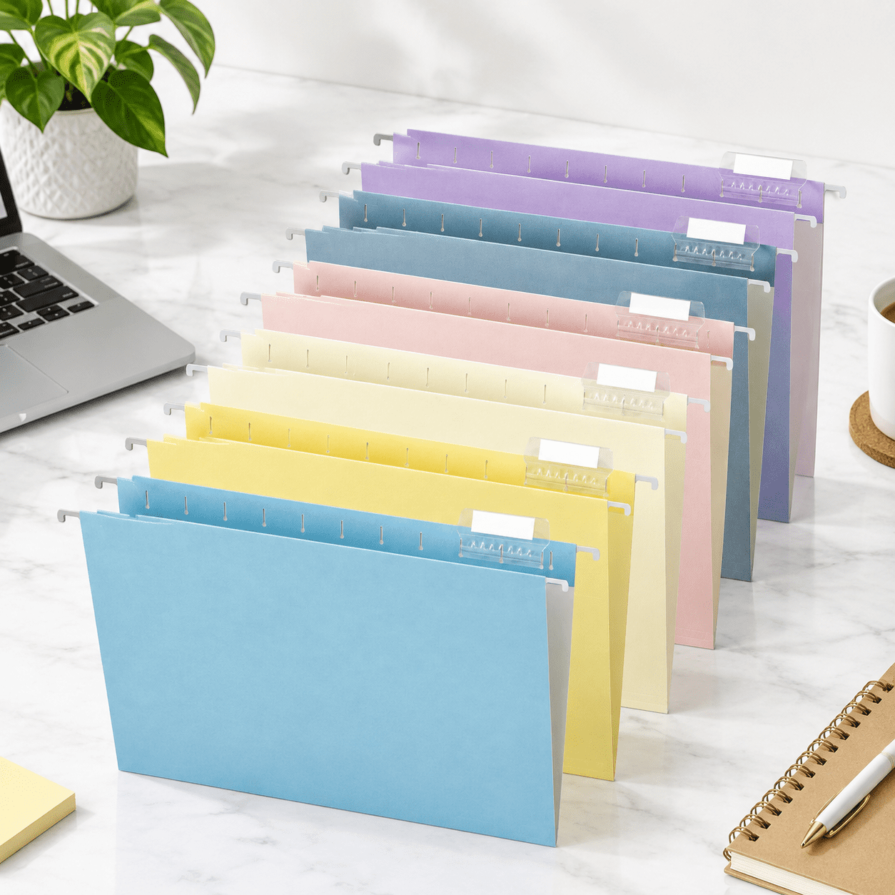 12pcs-assorted Letter Size Hanging File Folders with 1/5-cut Tabs for ...