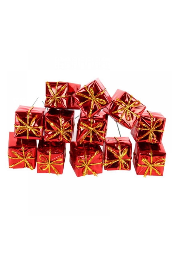 12pcs/lot Assorted Color Foil Boxes Handmade Gift Boxes Mini Tree Ornaments Laser Candy Box Christmas Tree Ornaments Pendant Decoration