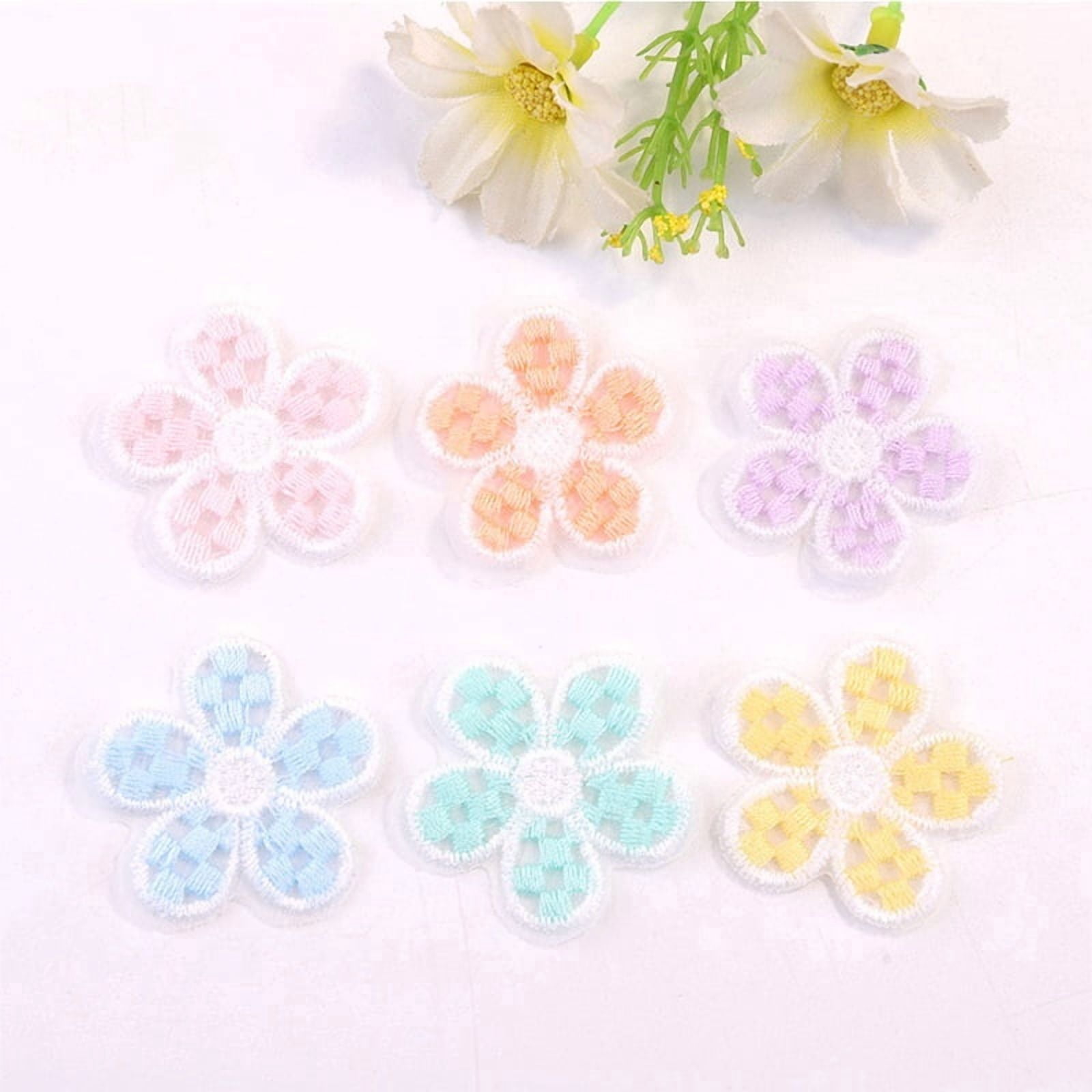12pcs random color mesh plaid 3cm embroidered small flower patches diy hair accessories jewelry accessories clothing accessories embroidered cloth patches