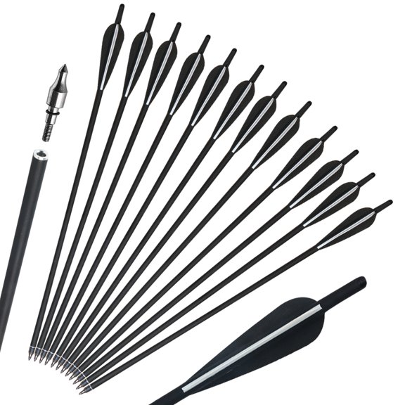 12pcs/set 20" Mixed Carbon Archery Arrows OD 8.8mm Crossbow Hunting with Replaceable Tips