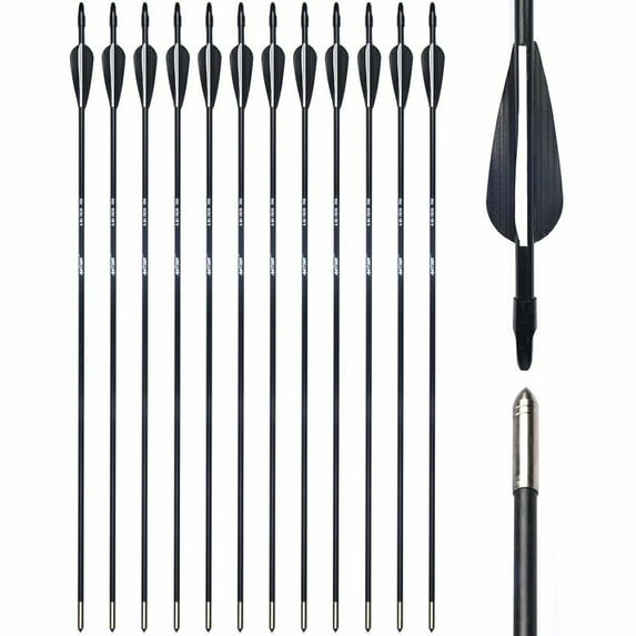 12pcs/set 28" Archery Carbon Arrows Spine 700 For Recuve&Traditional Bow Hunting