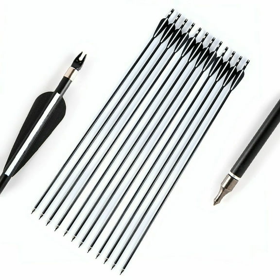 12pcs/set 30 inches Fiberglass Arrows OD 8mm Archery Arrows For Recurve/Compound bow Hunting Shooting