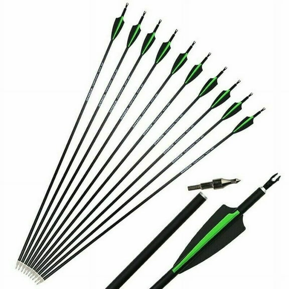 12pcs/set Archery Mixed Carbon Hunting Target Arrows 30" spine 500 For Recurve & Compound Bows