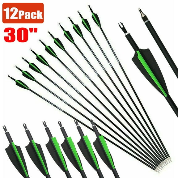 12pcs/set Archery Mixed Carbon Hunting Target Arrows 30" spine 500 For Recurve & Compound Bows
