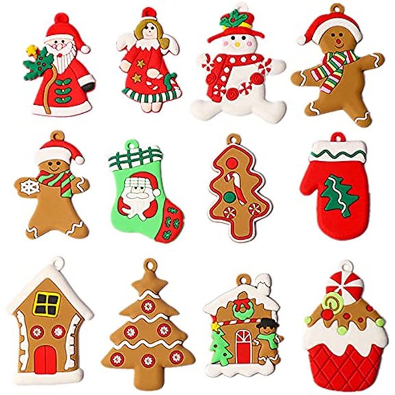 12pcs/set Christmas Tree Hanging Ornaments Gingerbread Man Candy Party Christmas Tree Decor