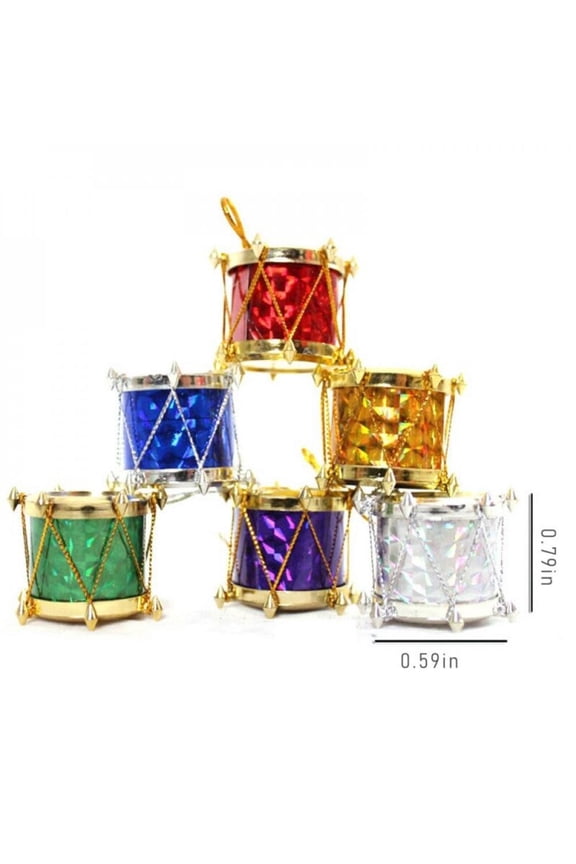 12pcs/set Laser Small Drum Christmas Ornament Colorful Mini Gift Box Christmas Tree Pendant New Year Festival Home Decorations