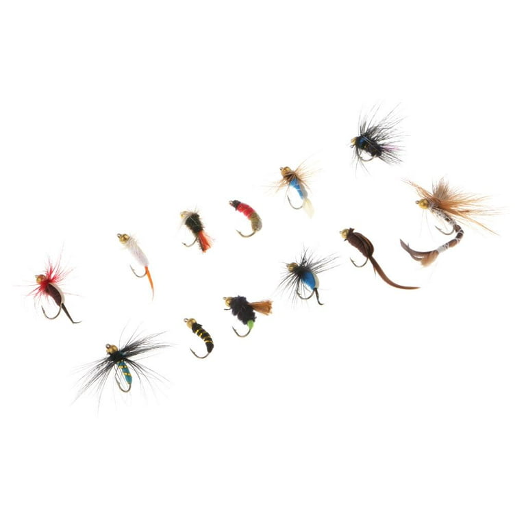 12pcs/set Mixed Color Trout Fishing Flies Simulation Dry Flies Nymph Flies Hook, Size: 13x5cm