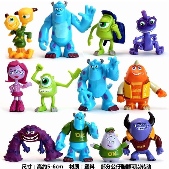 12pcs/set  Monsters University Mike Wazowski James Sullivan Doll PVC Action Figure Collection Figurine Model Toys Gift-S