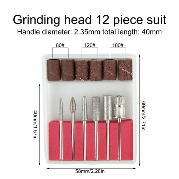 12pcs/set Nail Drill Bits Electric Nail File Cuticle Cutter Tips Clean Burr Sander Manicure Nail Sanding Bands DIY Manicure Tool