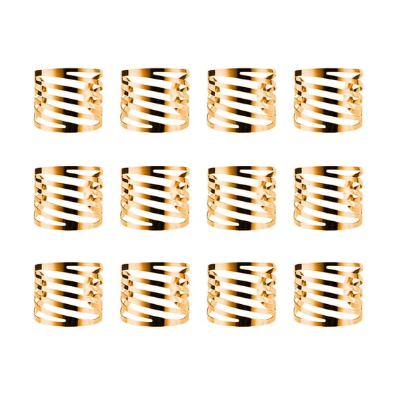 12pcs/set Napkin Buckle Metal Table Towel Holder Party Napkin Ring Decoration Dinner Cloth Buckle Decor, Gold