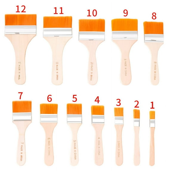 12pcs/set Nylon Memory Paint Brushes Set for Acrylic Oil Drawing Watercolor Wooden Painting BBQ Brush Tools brush Art Supplies (12Pcs set)