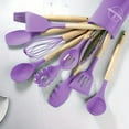 thumbnail image 1 of 12pcs/set, Silicone Kitchen Utensils Set, Heat Resistant Cooking Utensils Set For Non-stick Pans, Silicone Kitchen Spatula And Spoon With Wooden Handle, Whisk, Oil Brush, Pasta Spoon, Food Clip, Kitch, 1 of 9