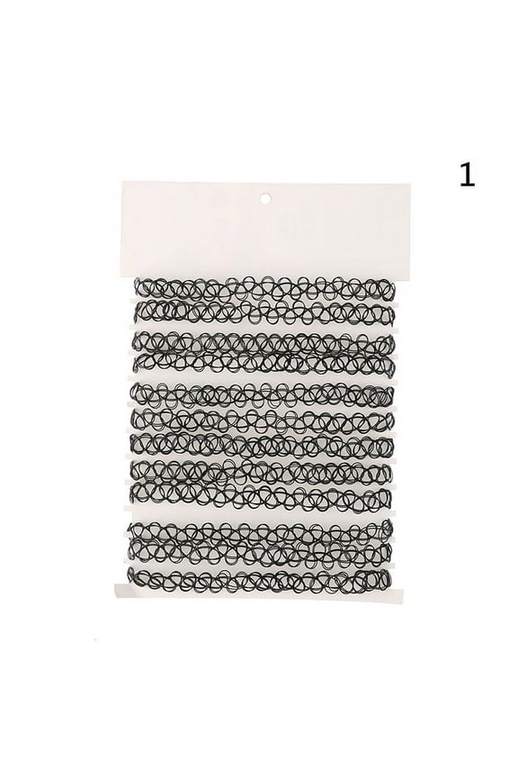 12pcs/set Tattoo Fishline Chokers Necklace Stretch Elastic Hollow Women Jewelry