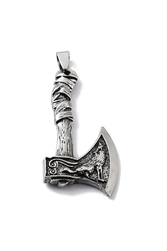 12pcs style Alloy Pendants Axe Antique Silver 48x25x6mm Hole: 8x4.5mm