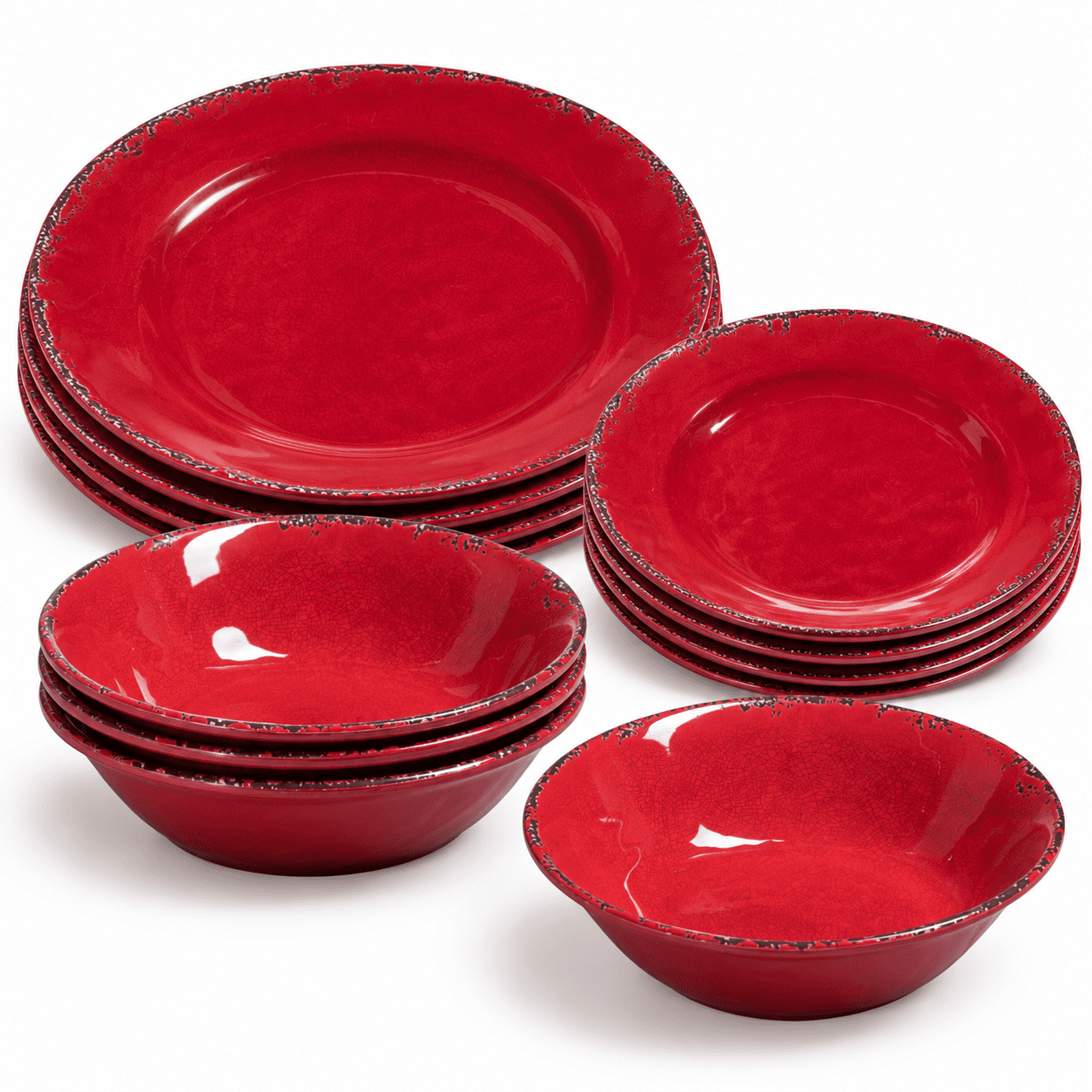 Main Course Dinner Set 12piece Farmhouse Red Dinnerware Set-dish Set For Parties - Walmart.com