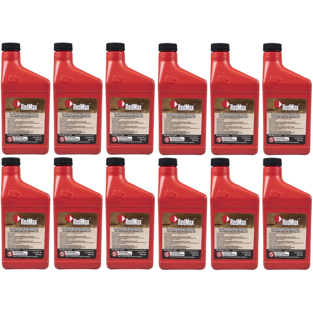 12pk 13oz Bottles RedMax Synthetic 2 Stroke Cycle Oil w/ Fuel