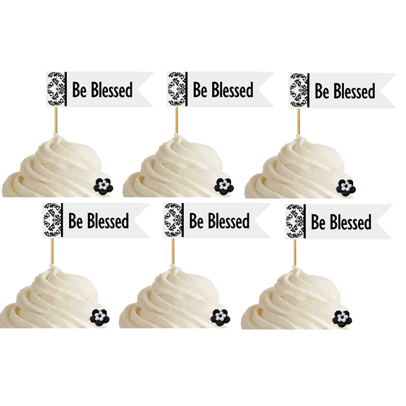 12pk Be Blessed Inspirational Guest Blessing Religious/Wedding/First Communion/Christening/Baptism/Wedding Appetizer/Cupcake Decoration Topper Picks