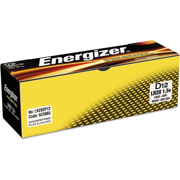12pk Energizer D Industrial Battery Commercial Only