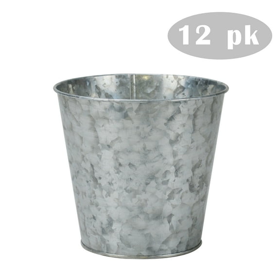 12pk Home Decor Flowers and Plants Galvanized Bucket Planter