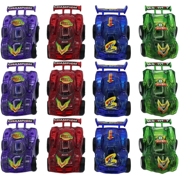 12 Count Translucent Pull Back Toy Super Racers Race Cars