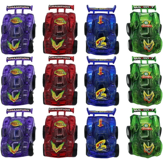 12 Count Translucent Pull Back Toy Super Racers Race Cars