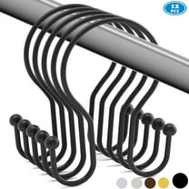TABGIME 12pk Shower Curtain Hooks Rings, Rustproof Metal Balanced Glide Shower Hook, Double Hooks for Bathroom Shower Rod Curtain, Brushed Matte Black Finish