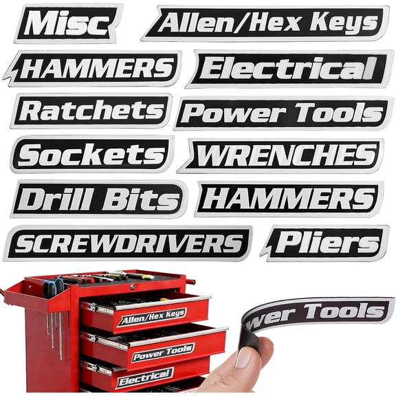 12pk  Tool Box Labels, Pre-Printed  Toolbox Labels,  Tool Organizer  for Steel Toolboxes Carts Drawer, Father's Day Dad Gifts, Handyman  for Dad Husband