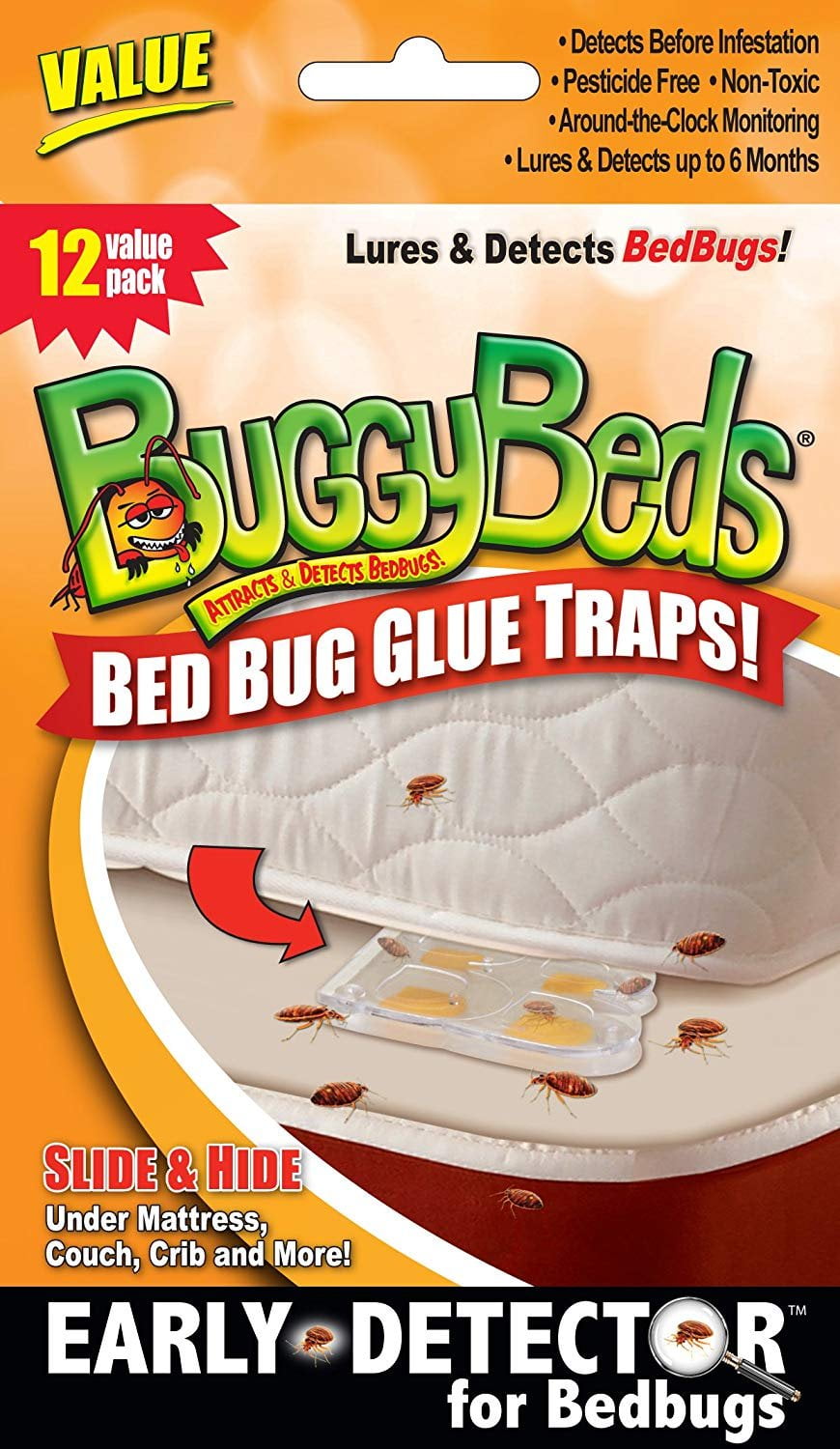 BugMD Bed Bug Trap (2 Pack, 14 Traps) - Bed Bug Prevention, Glue