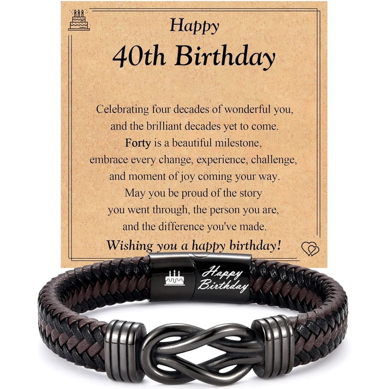 12th-40th Birthday Gift for Boys Him Men, Leather Knot Bracelet