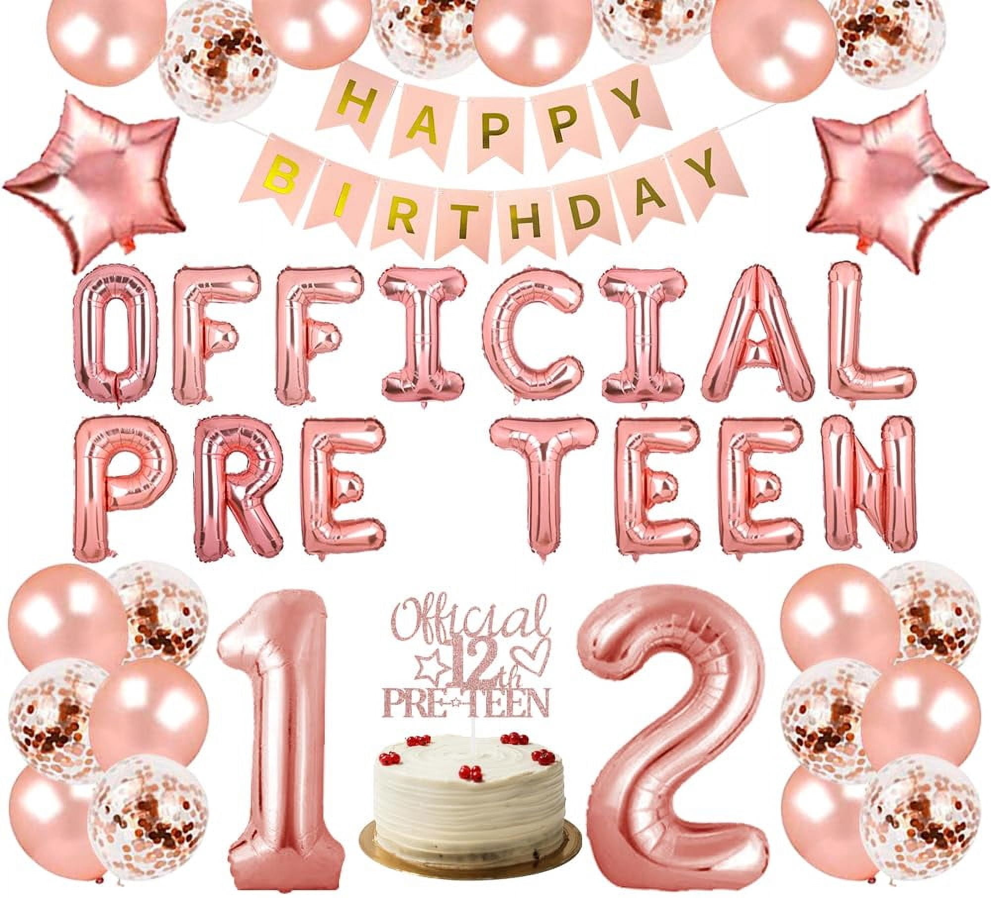 Rose Gold 12th Birthday Backdrop Banner - Official Pre-Teen Party Decor (70.8"x43.3")