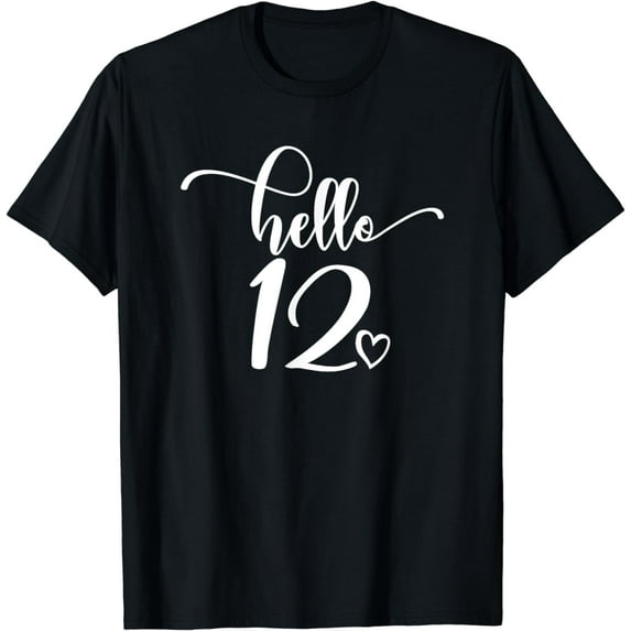 12th Birthday, For Girls, Hello 12, Cute 12 Years Old T-Shirt