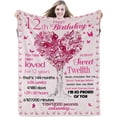thumbnail image 1 of 12th Birthday Gifts for Girls Happy Sweet 12 Blanket Gifts 12 Year Old Flannel Fleece Throw Blankets for Daughters, Nieces, Granddaughters, Twelve Birthday Gift Idea Decorations, 12th, 50''X60'', 1 of 5