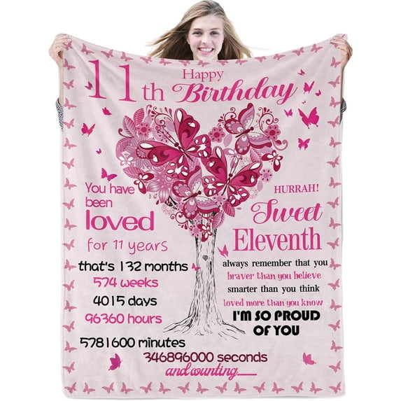 12th Birthday Gifts for Girls Happy Sweet 12 Blanket Gifts 12 Year Old Flannel Fleece Throw Blankets for Daughters, Nieces, Granddaughters, Twelve Birthday Gift Idea Decorations, 12th, 50''X60''