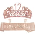 thumbnail image 1 of 12th Birthday Gifts for Girls, 12th Birthday Tiara and Sash, 12th Birthday Decorations, 1 of 7