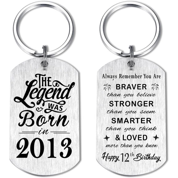 12th Birthday Gifts for Teen Boys Men 2013, Happy 12th Birthday Keychain, 12 Year Old Bday Gifts for Her Women, The Legend Was Born in 2013