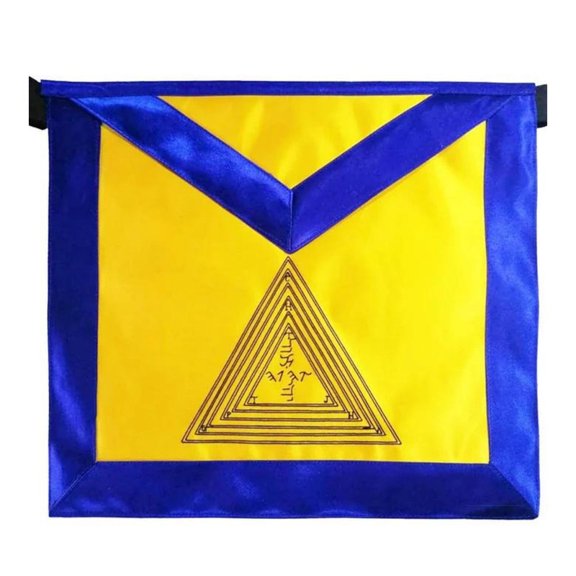 12th Degree Scottish Rite Apron - Yellow with Blue Borders & Jewel Embroidery