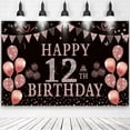 thumbnail image 1 of 12th Happy Birthday Rose Gold Theme Backdrops Banner Birthday Party Decor Supplies,5.9x3.6ft, 1 of 4