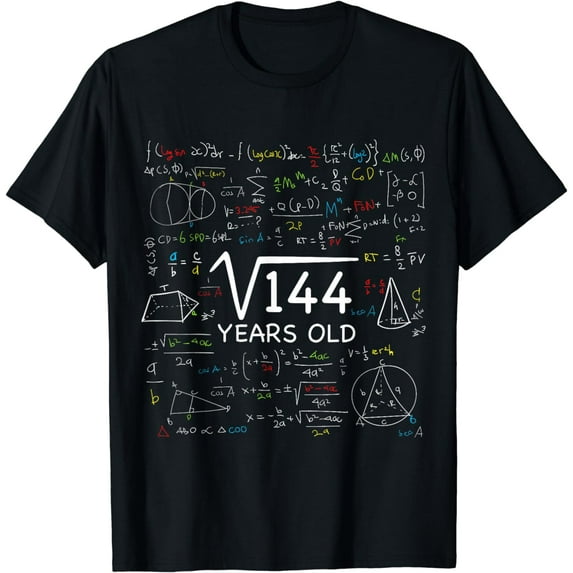 12th Math Birthday 12 Year Old Gift Square Root Of 144 Bday T-Shirt