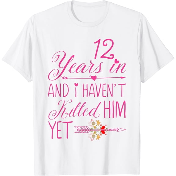 12th Wedding Anniversary Gifts for Her Married 12 Years Tee100% cotton