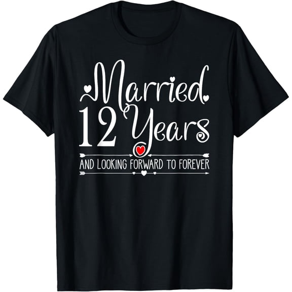 12th Wedding Anniversary for Her Couples - 12 Years Marriage T-Shirt