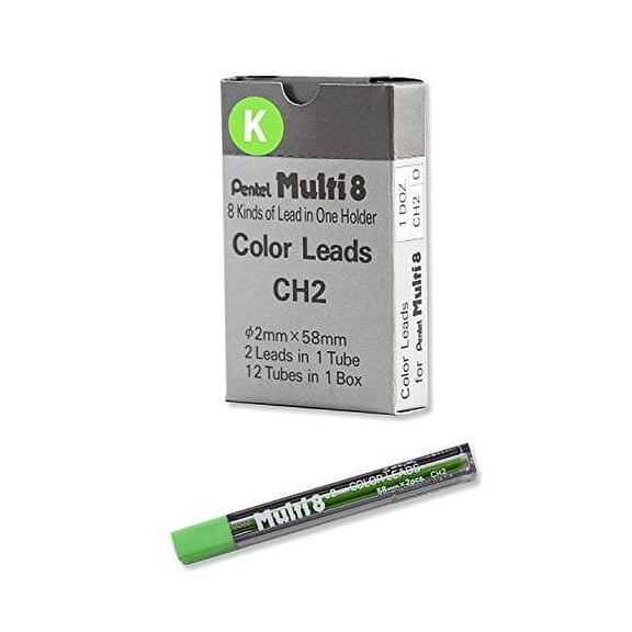 12tubes Pentel CH2 Multi 8 2.0mm Colour Pencil Refill (Box Set) - Light Green Lead